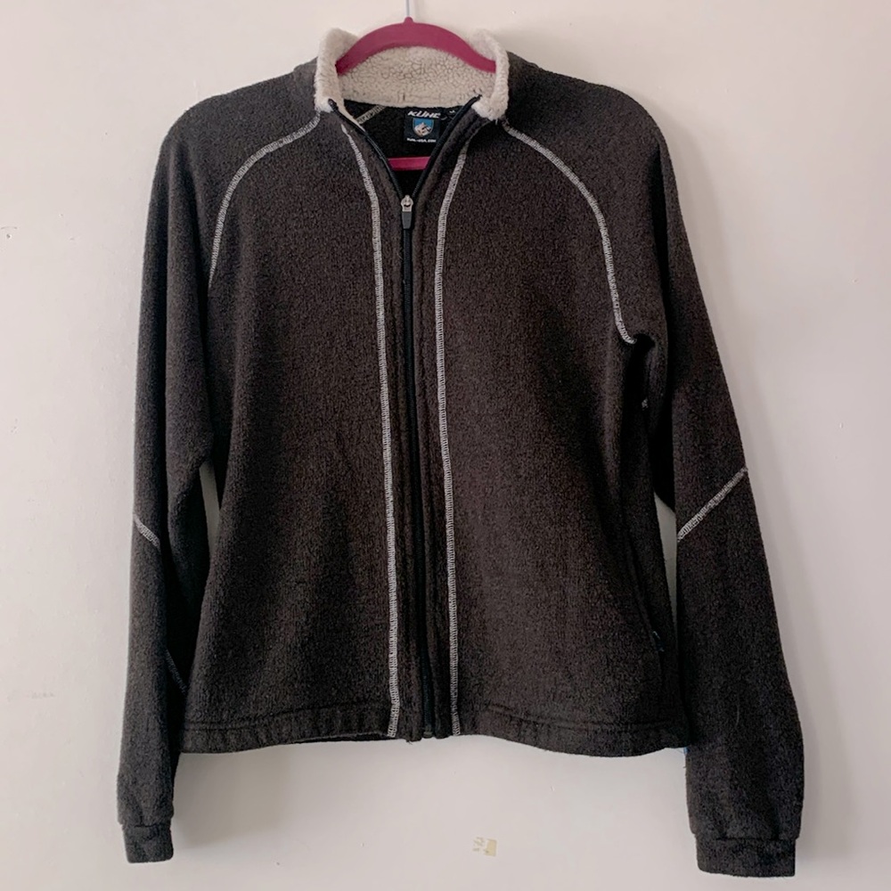 Kuhl Womans Alpaca Fleece Size Medium Brown W/Tan Accent Stitching Full Zip